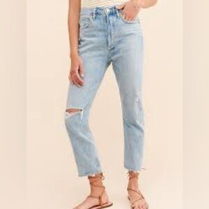 Agolde Riley Light Blue Cropped Jeans